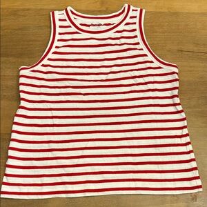 LOFT Sz L Striped Red & White Tank Top